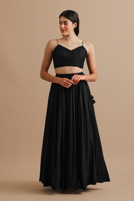 Everlasting Full Length Black Gathered Skirt by Turn Black - Untamed