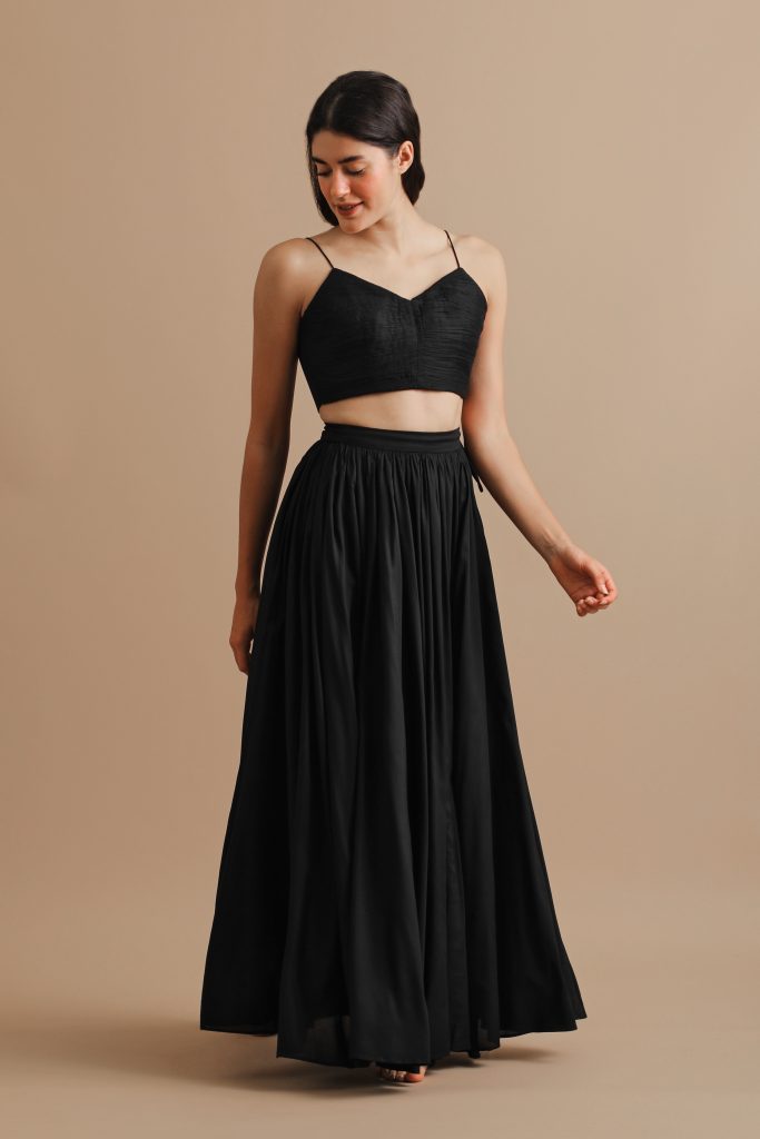 Everlasting Full Length Black Gathered Skirt by Turn Black - Untamed