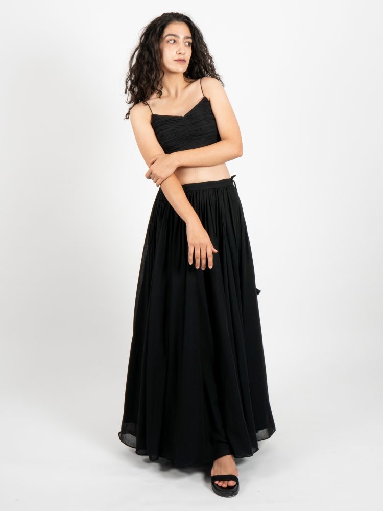 Everlasting Full Length Black Gathered Skirt by Turn Black - Untamed