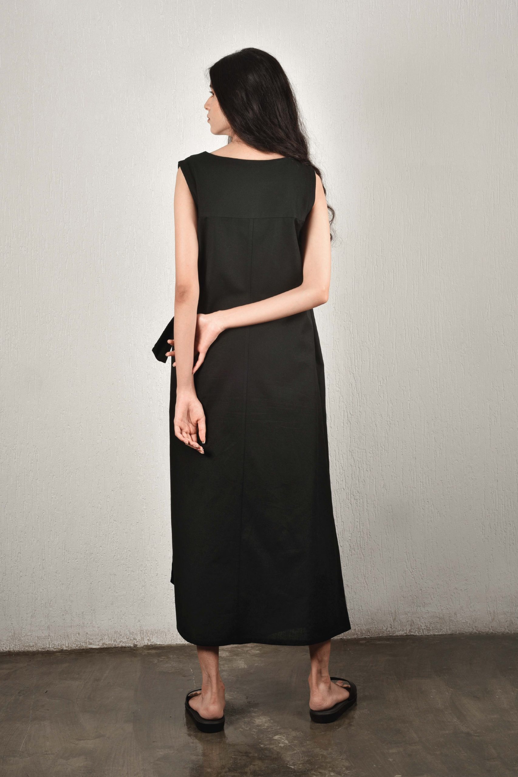 Sakura Black Sleeveless wrap dress