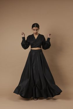 Full length Black flared skirt