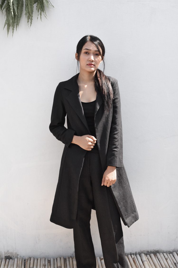 Black linen jacket ladies online