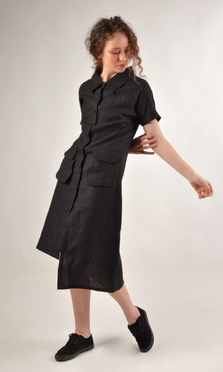 Linen Dress With Front Pockets